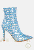 Moolah  Embossed Stiletto Heel Ankle Boots-0
