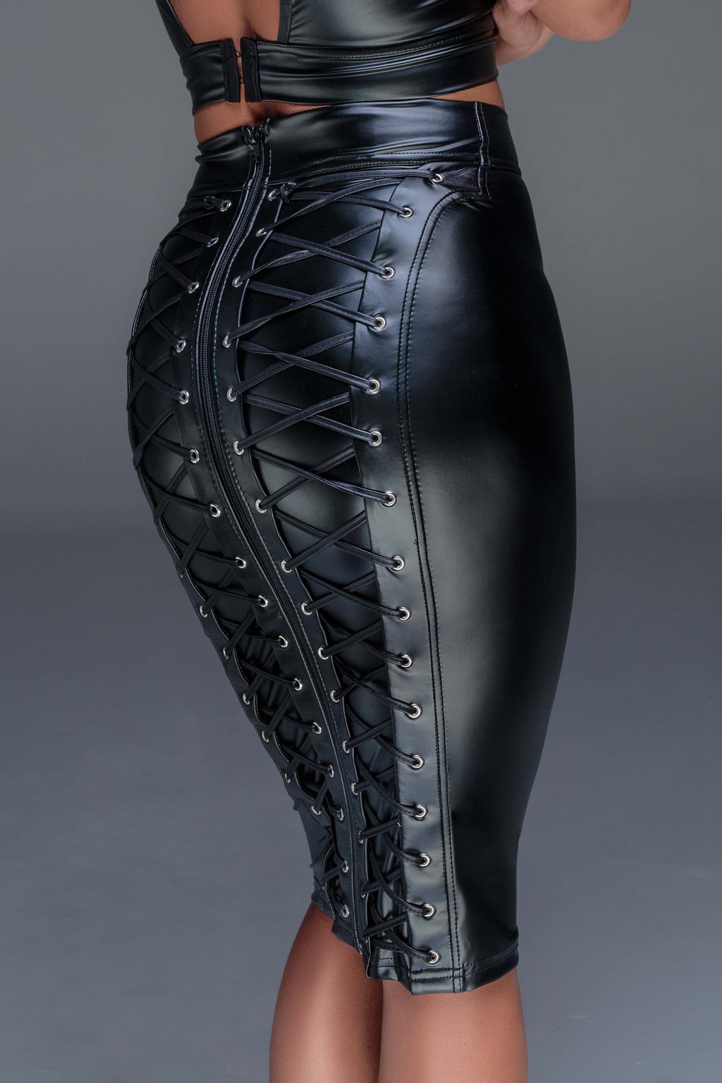 black Powerwetlook pencil skirt F152 - XXL Noir Handmade