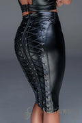 black Powerwetlook pencil skirt F152 - XXL Noir Handmade