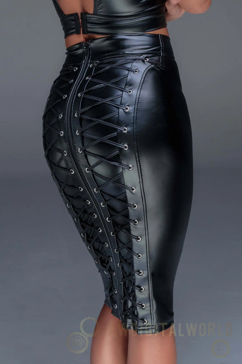 black Powerwetlook pencil skirt F152 - XXL Noir Handmade