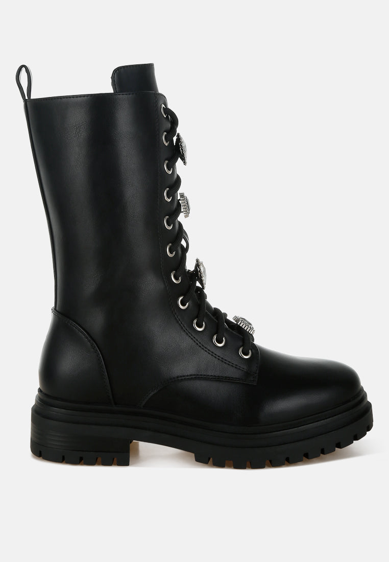 Nimba Rhinestone jewelled Chunky Boots-5