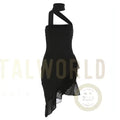 Fashion Halter Off-shoulder Slim Fit Stringy Selvedge Dress Carmine Juneberry