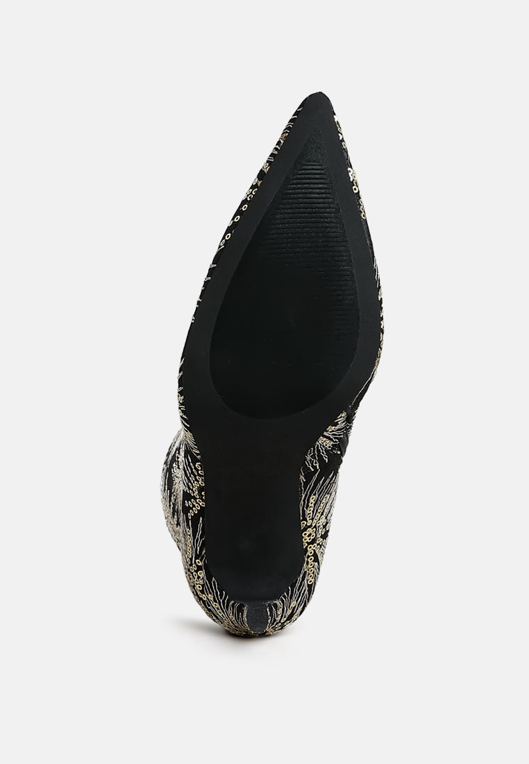 Oleander Sequin Embellished Stiletto Boots-1