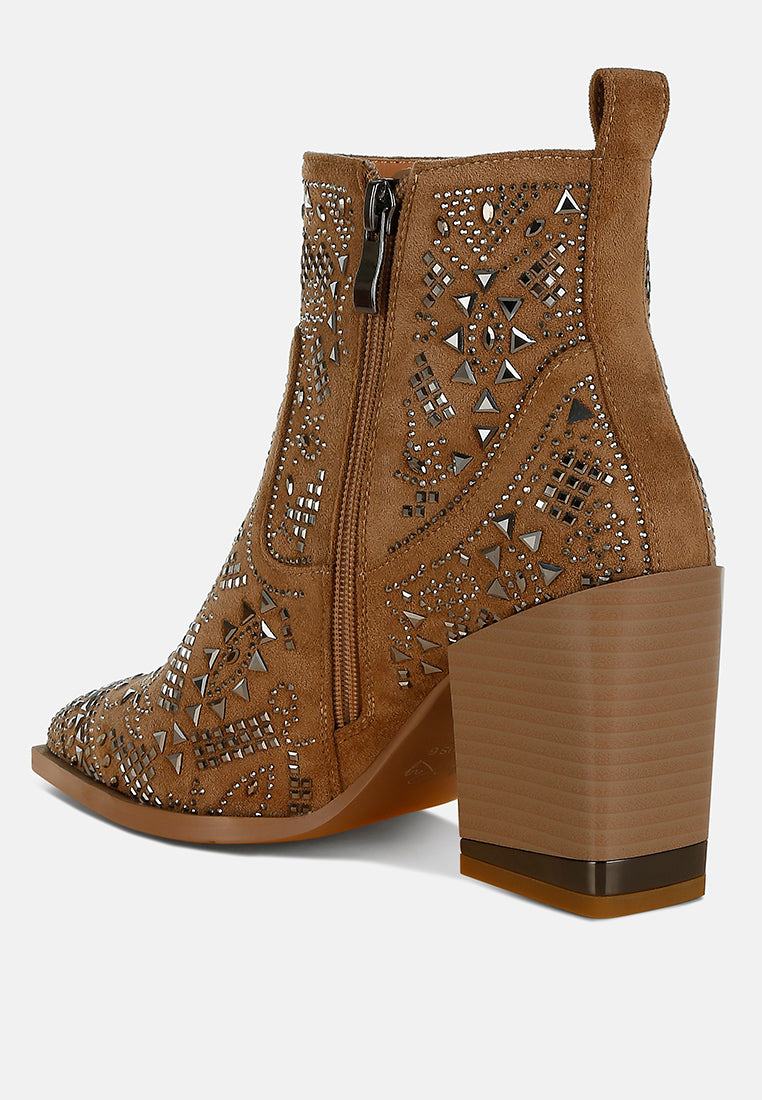 Omishi Stud Embellished Ankle Boots-2