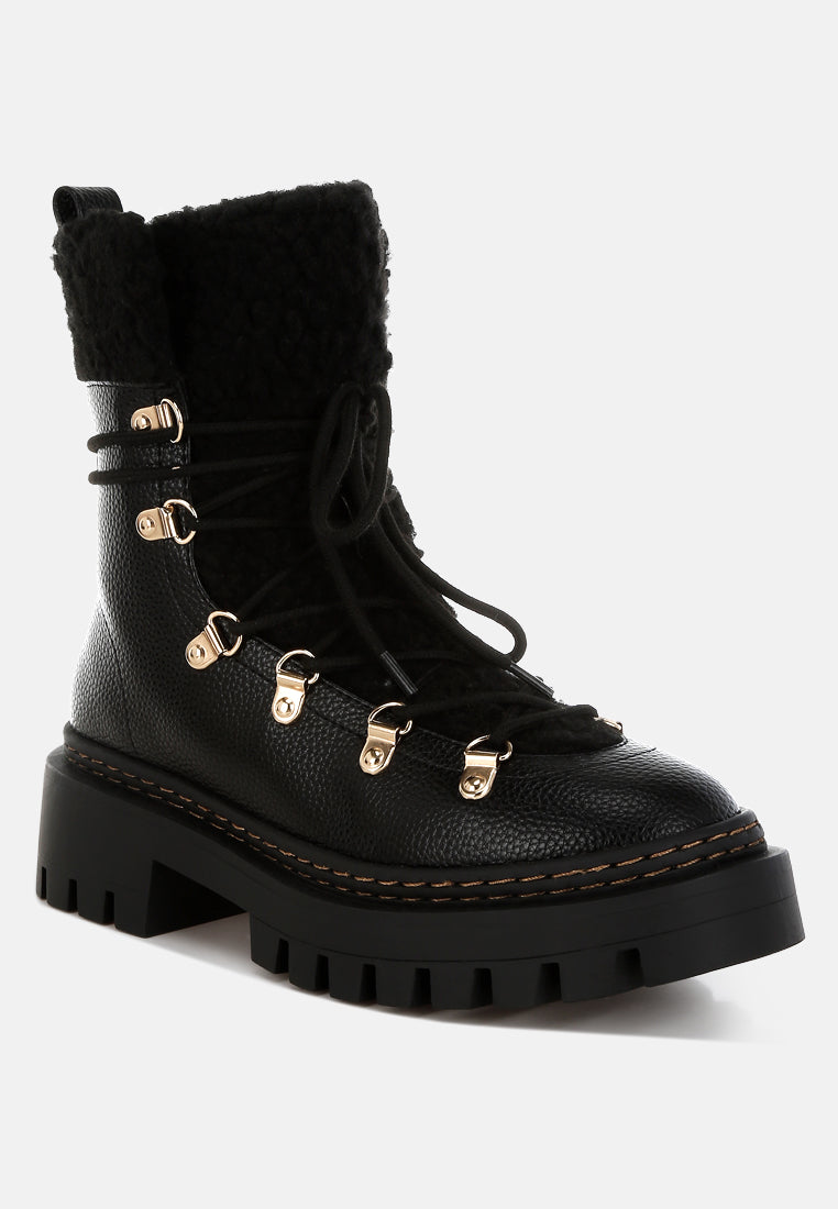 Omul Fleece & Faux Leather Boots-3