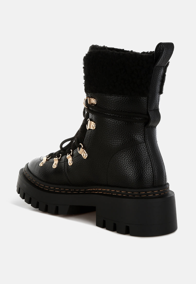 Omul Fleece & Faux Leather Boots-4
