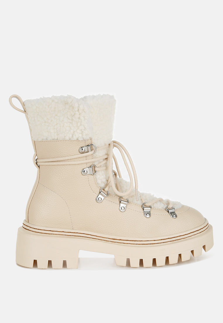 Omul Fleece & Faux Leather Boots-5