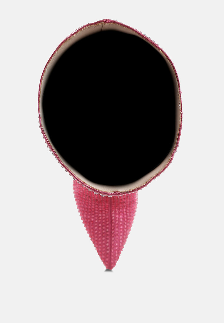 Orymple Shiny Rhinestone Studded Calf Boots London Rag