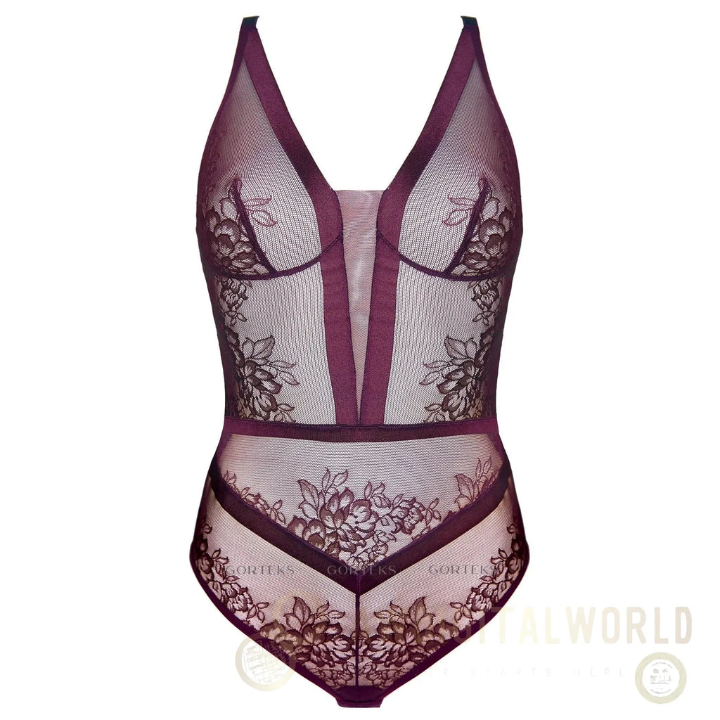 Sheer Lace Body Gorteks Porto Aubergine-4