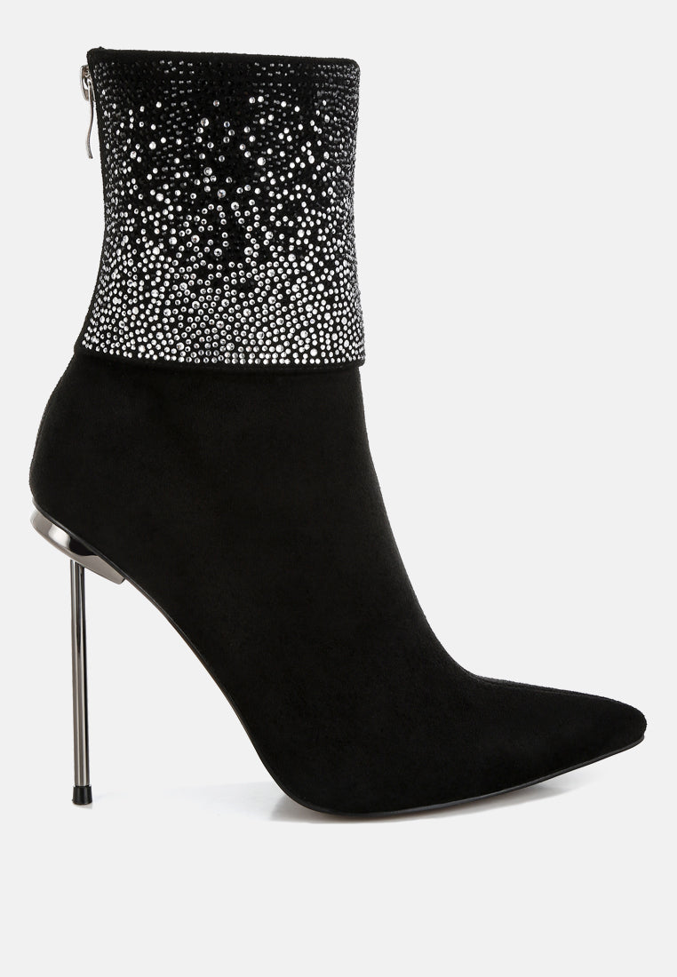 Podstar Rhinestones Embellished Foldover Boots-5