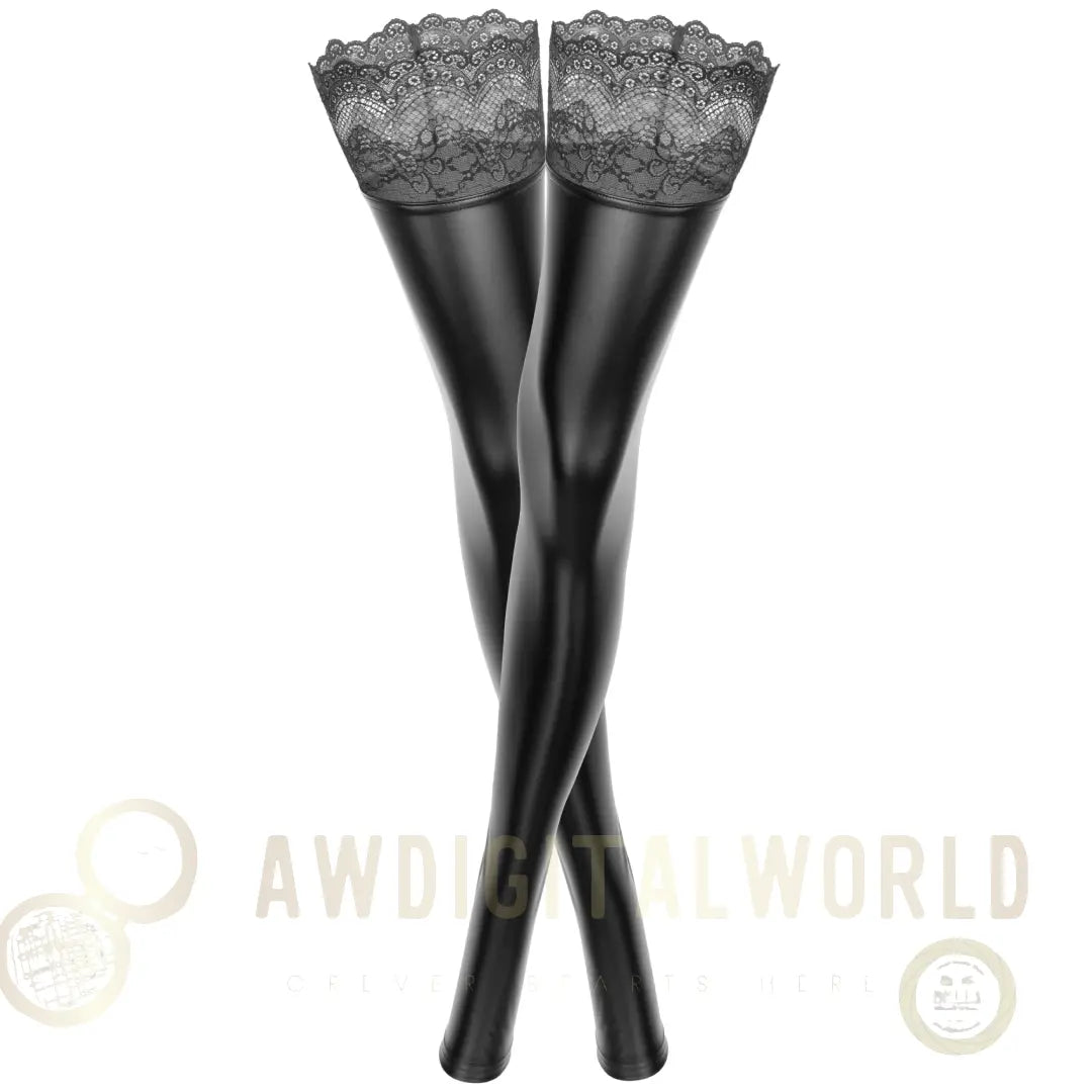 Powerwetlook Stockings Noir Handmade Superstar-2