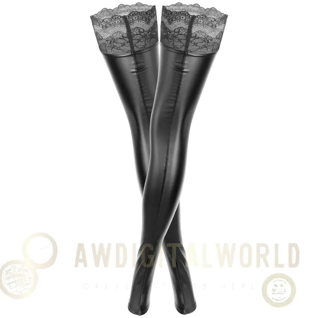 Powerwetlook Stockings Noir Handmade Superstar-3
