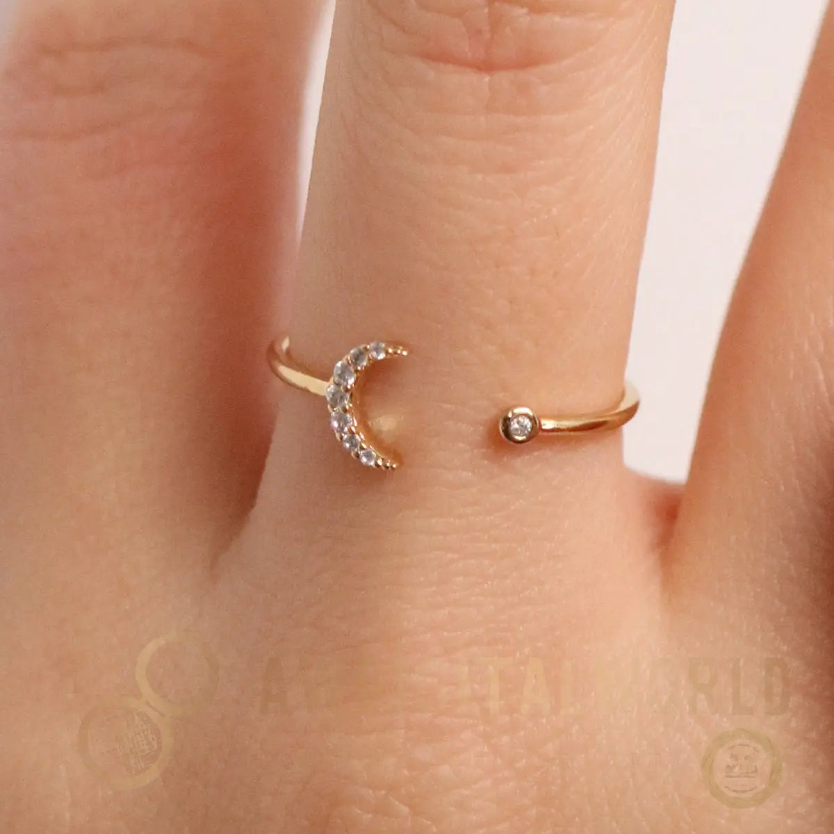 Cubic Crescent Moon Ring Nabi London