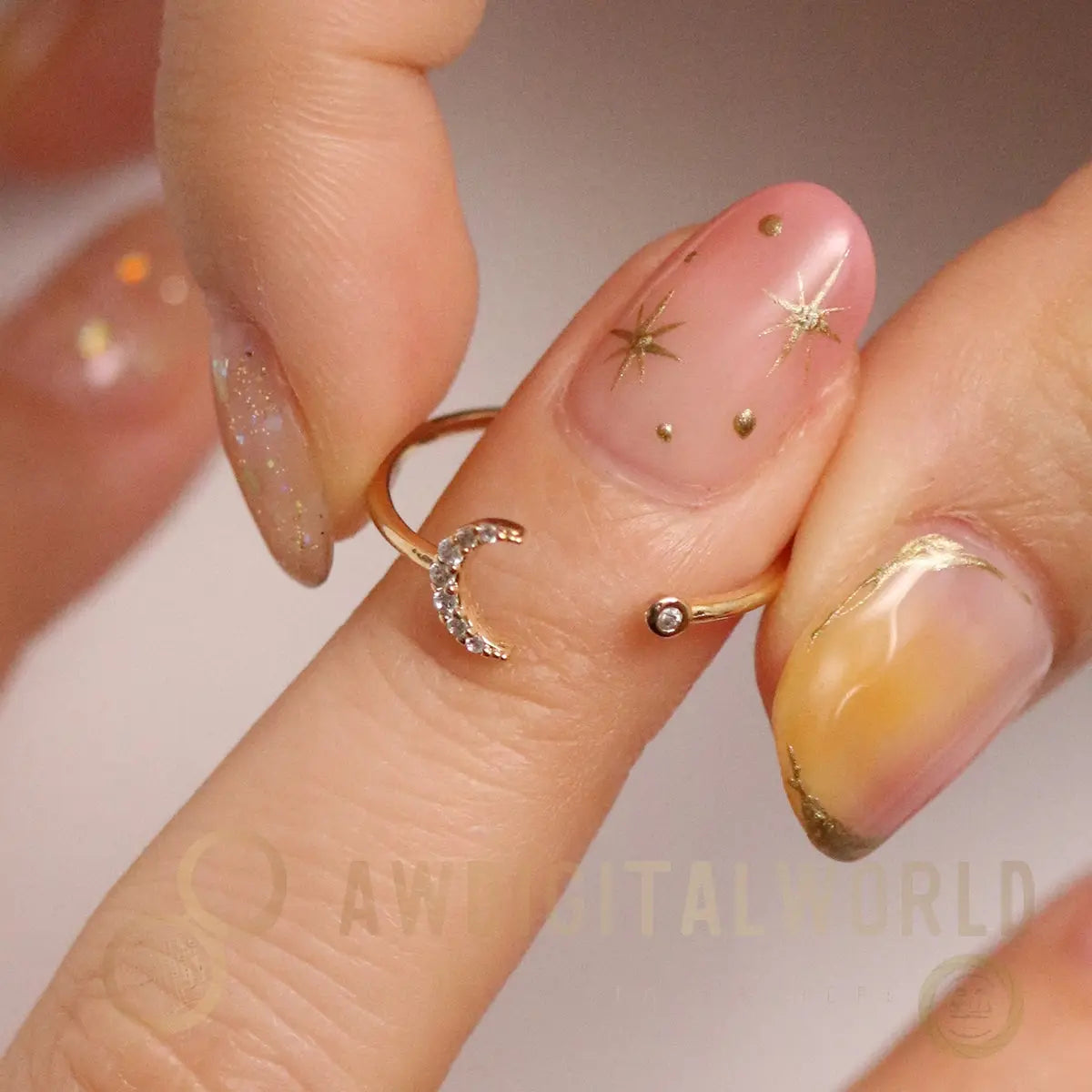 Cubic Crescent Moon Ring Nabi London