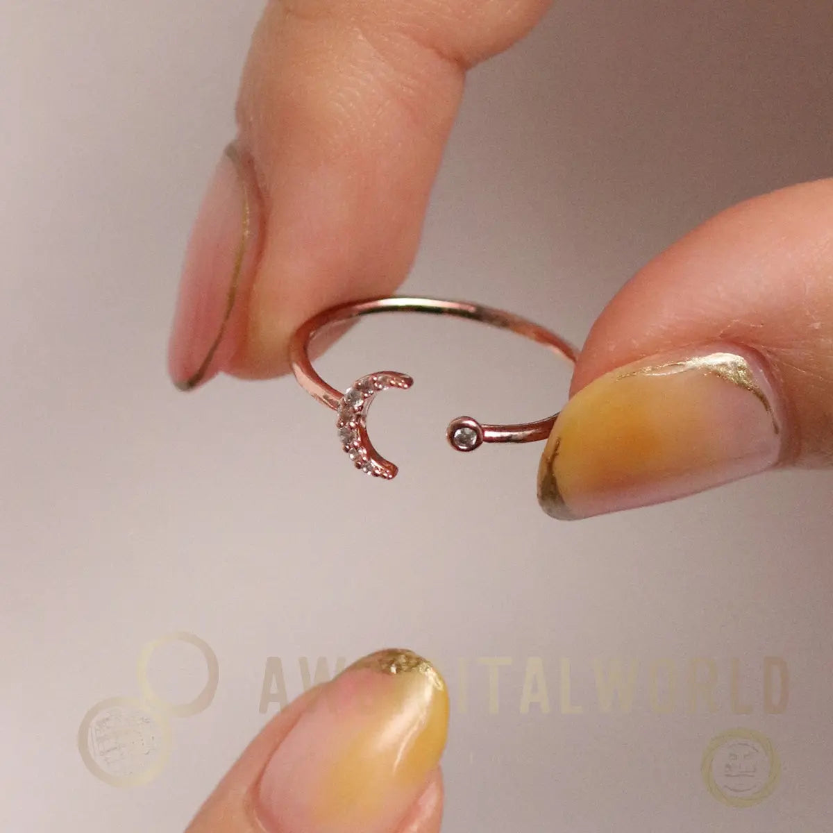 Cubic Crescent Moon Ring Nabi London