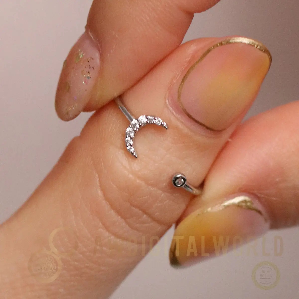 Cubic Crescent Moon Ring Nabi London