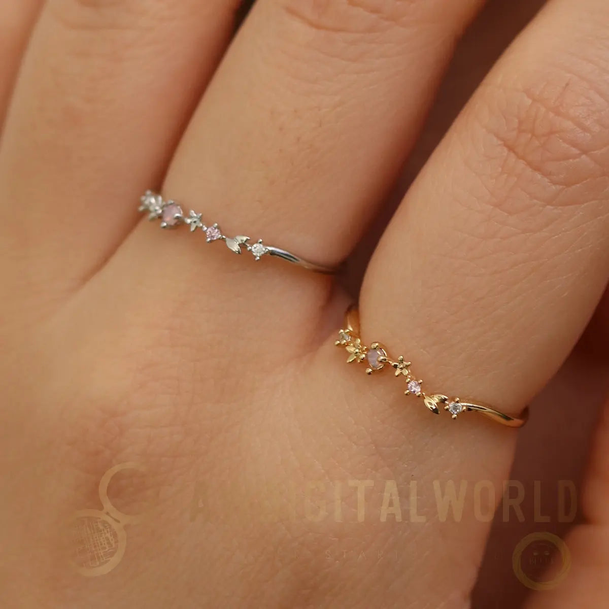 Rose quartz laurel ring Nabi London