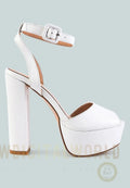 Rager Peep-Toe High Platform Block Sandals London Rag