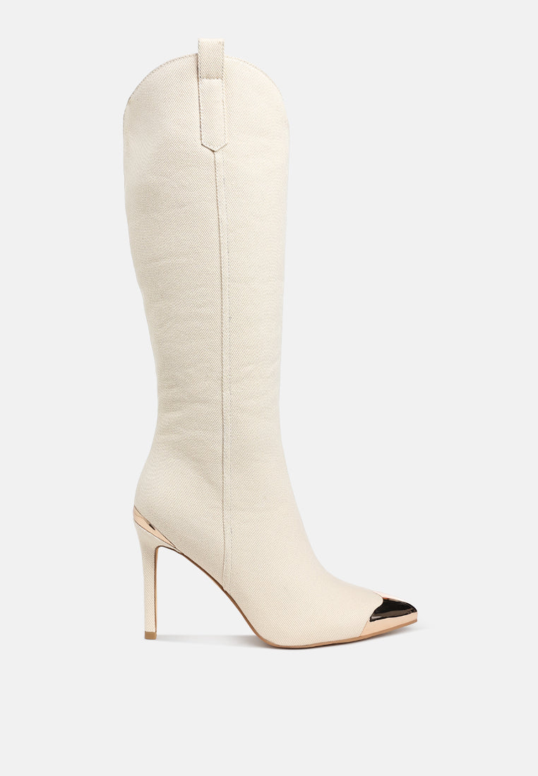 Ridda Metallic Cap Toe Denim Boots London Rag