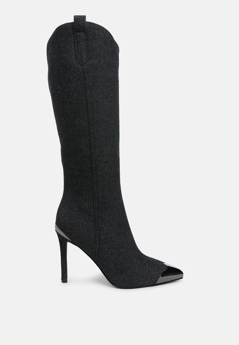 Ridda Metallic Cap Toe Denim Boots London Rag