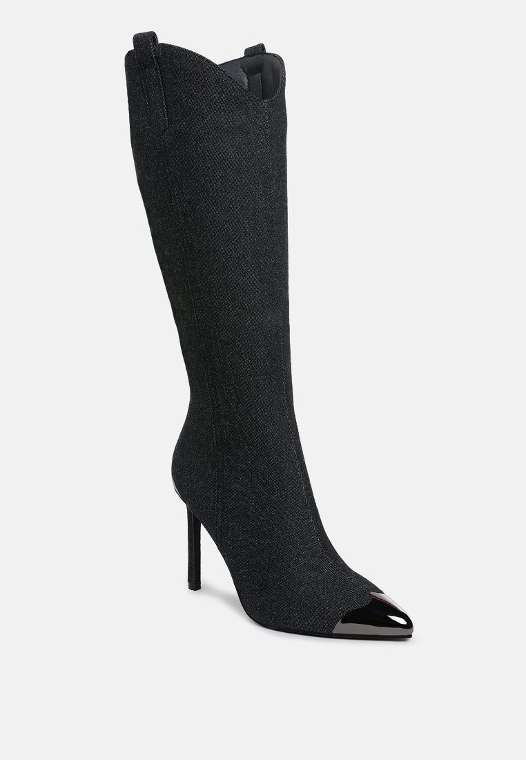 Ridda Metallic Cap Toe Denim Boots London Rag
