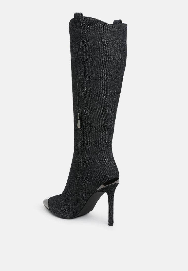 Ridda Metallic Cap Toe Denim Boots London Rag