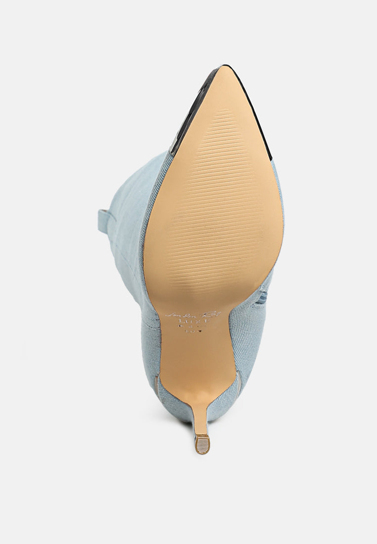 Ridda Metallic Cap Toe Denim Boots London Rag