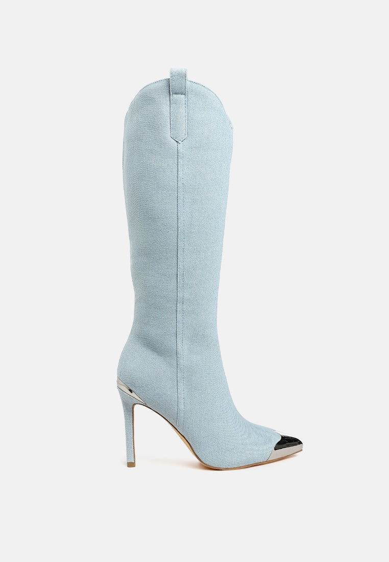 Ridda Metallic Cap Toe Denim Boots London Rag