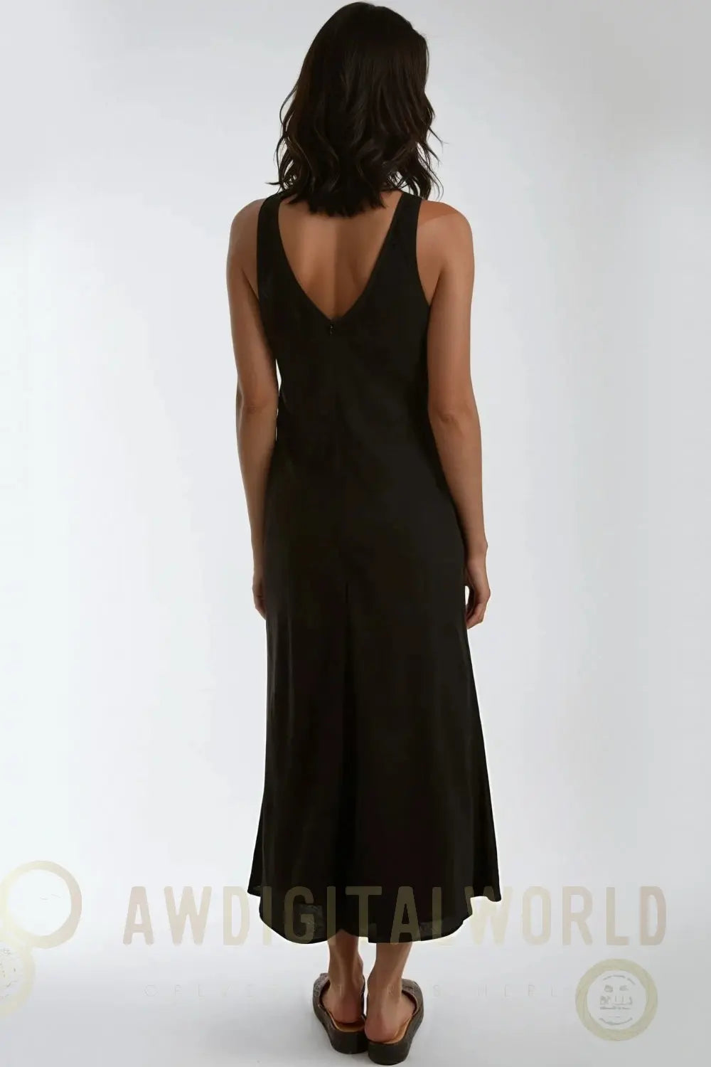 Black Round Neck Midi Dress Aftershock London