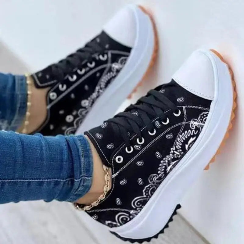 2022 Pattern Canvas Women Sneakers Casual Sport Shoes Coffee Jasper