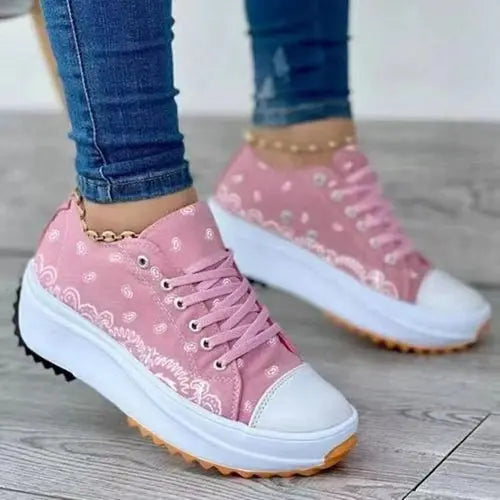 2022 Pattern Canvas Women Sneakers Casual Sport Shoes Coffee Jasper