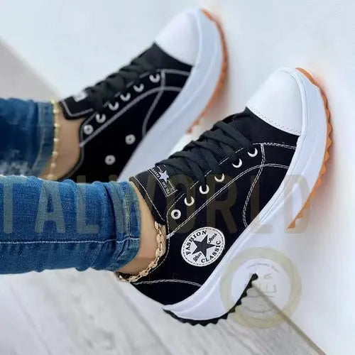 Flat Lace-Up Sneakers Pattern Canvas Casual Women Sport Shoes Silver Juneberry