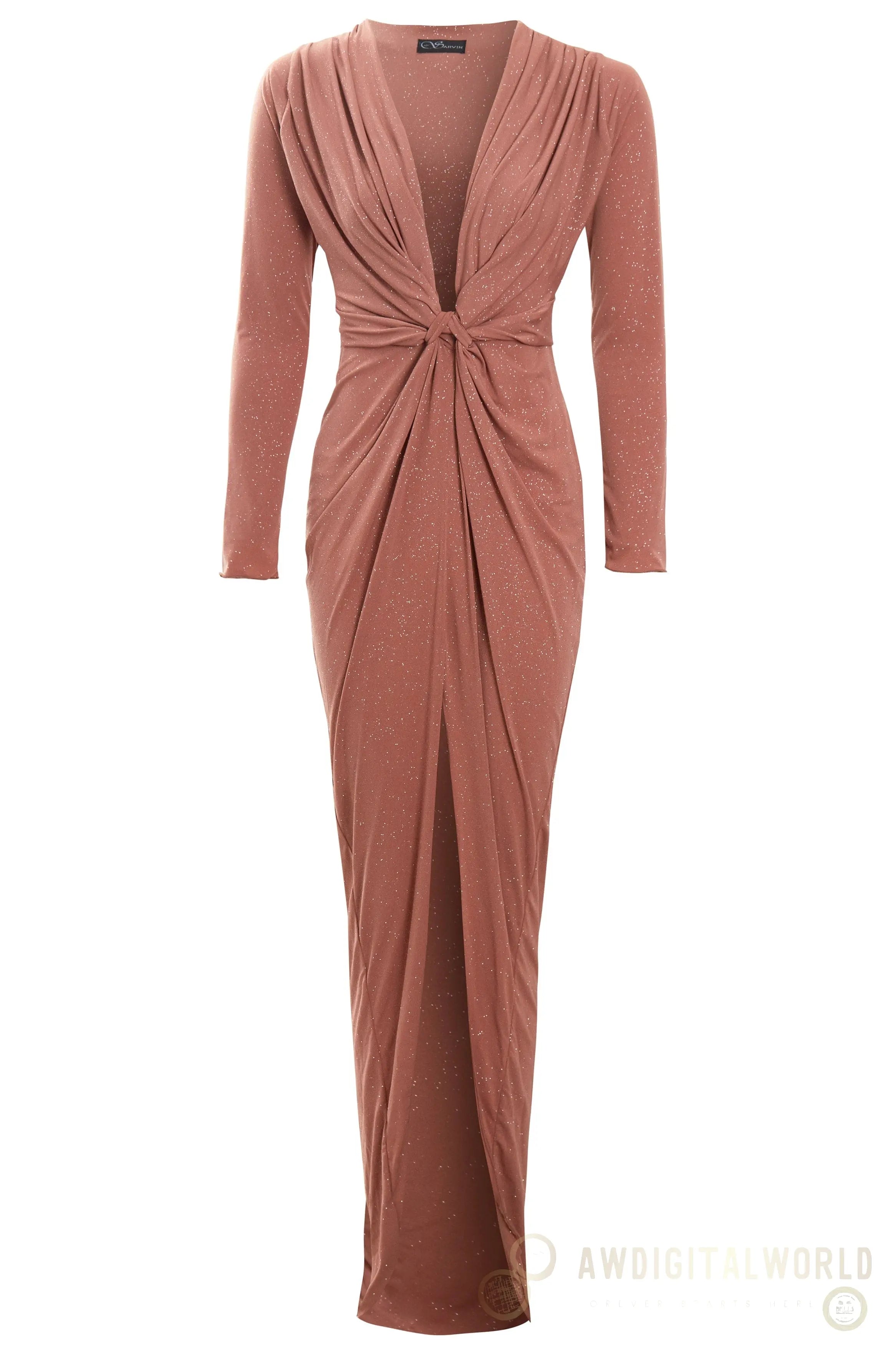 Rose Gold Twist Knot Front Dress Sarvin