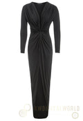 Black Knot Front Midi Dress Sarvin