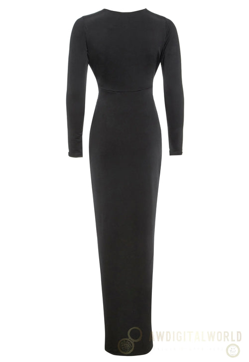 Black Knot Front Midi Dress Sarvin