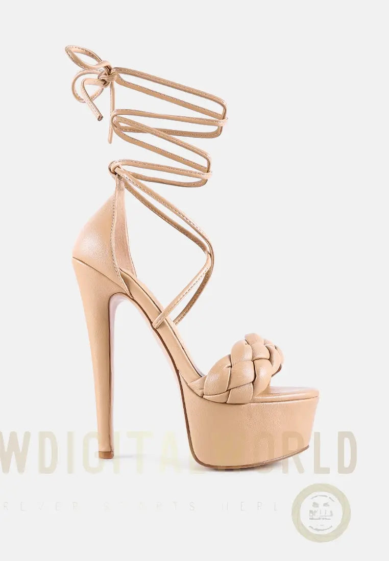 Twerk Tie-Up Braided High Platform Sandals London Rag