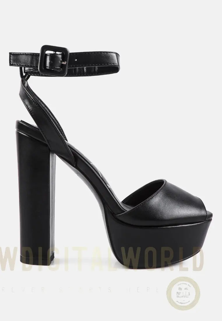 Rager Peep-Toe High Platform Block Sandals London Rag