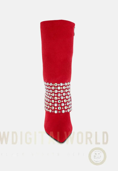 BASSO Party Diamante Studded Stiletto Boots-1