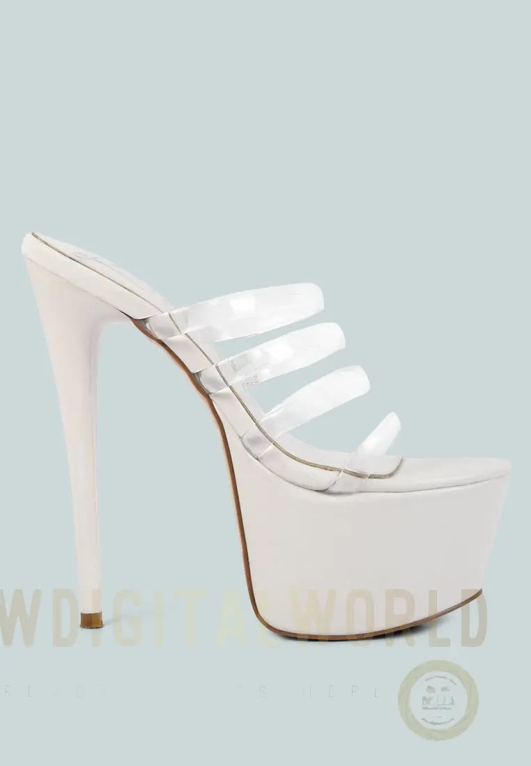 Shots Up Ultra High Heel Clear Straps Sandals London Rag