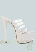 Shots Up Ultra High Heel Clear Straps Sandals London Rag