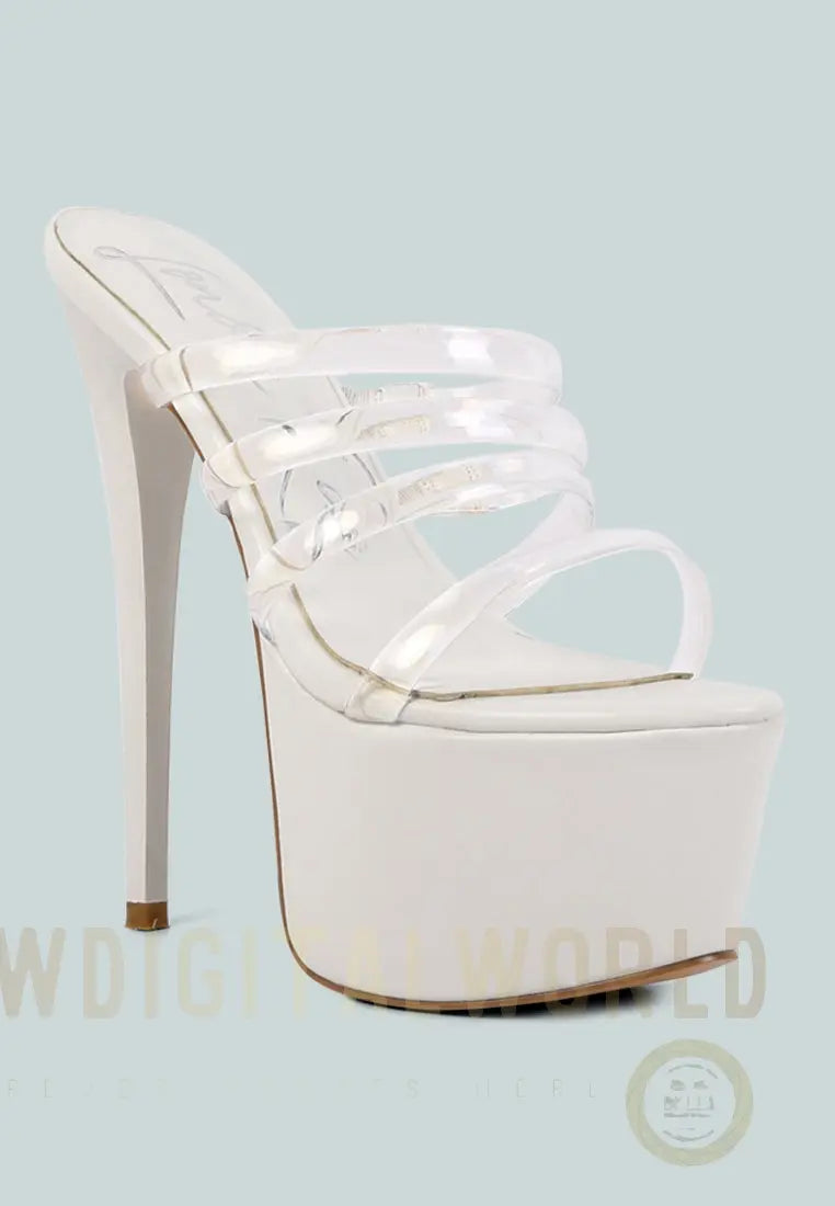 Shots Up Ultra High Heel Clear Straps Sandals London Rag