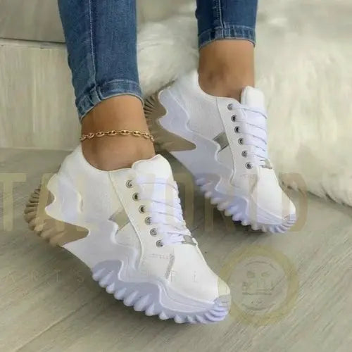 Summer Women's Sneakers Thick Bottom Canvas Casual Shoes Coffee Jasper