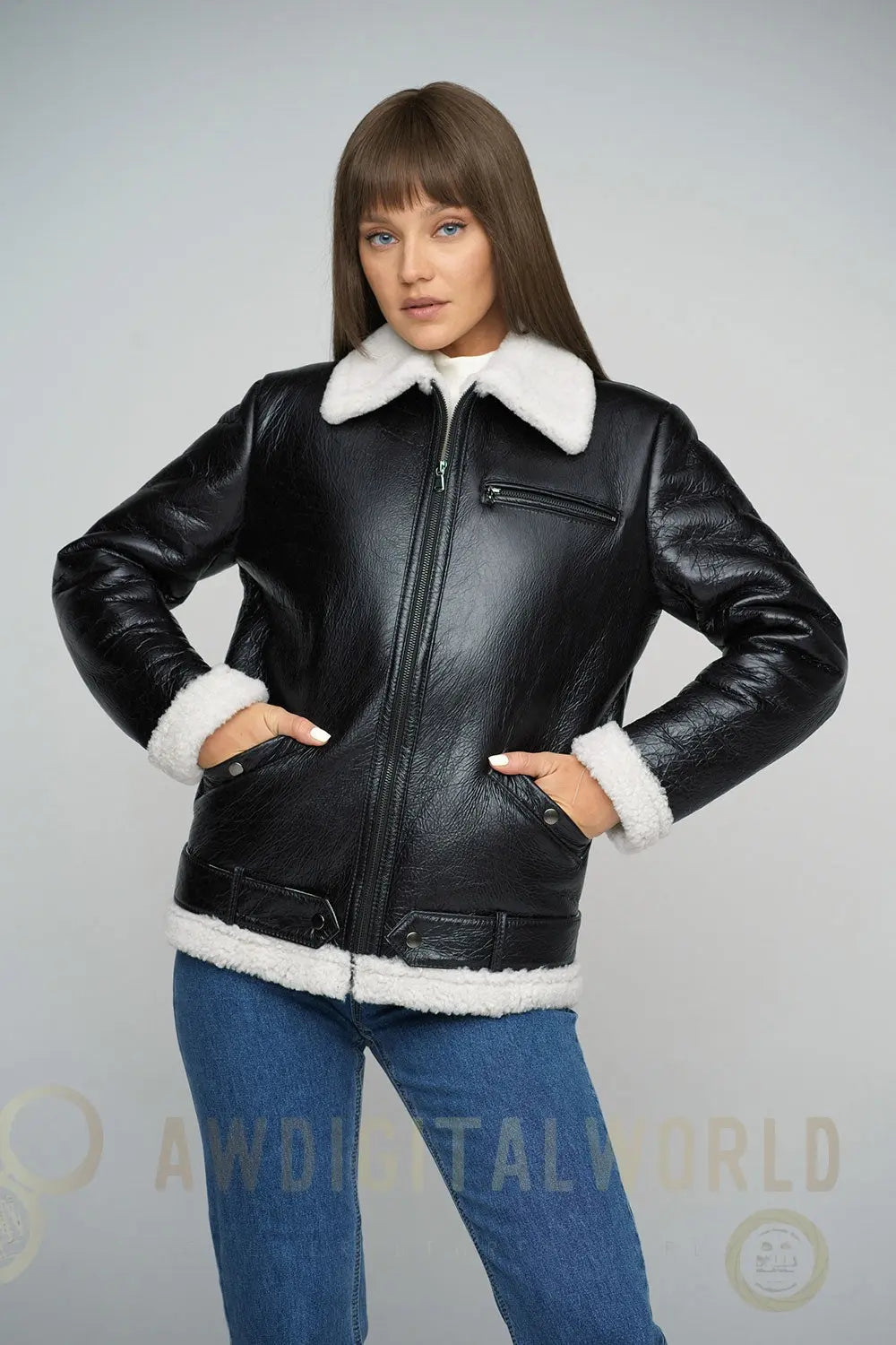 Black Merino Shearling Leather Jacket Buy Me Fur Ltd