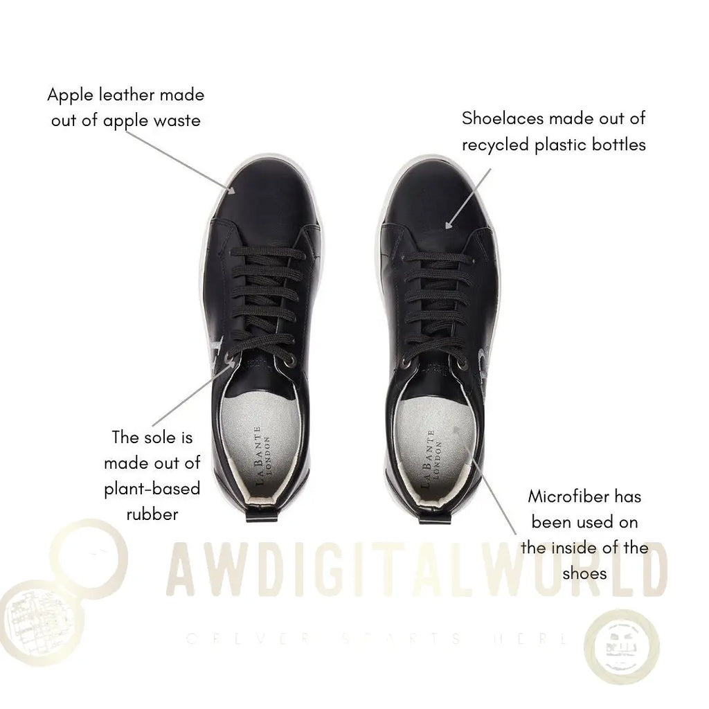 LB Black Apple Leather Sneakers for Women LaBante London