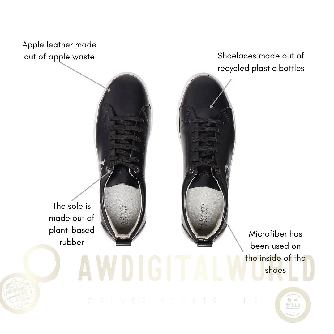 LB Black Apple Leather Sneakers for Women LaBante London