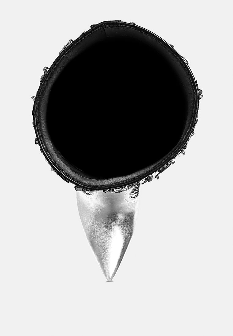 Sitarah Sequin Embellished Metallic Long Boots London Rag