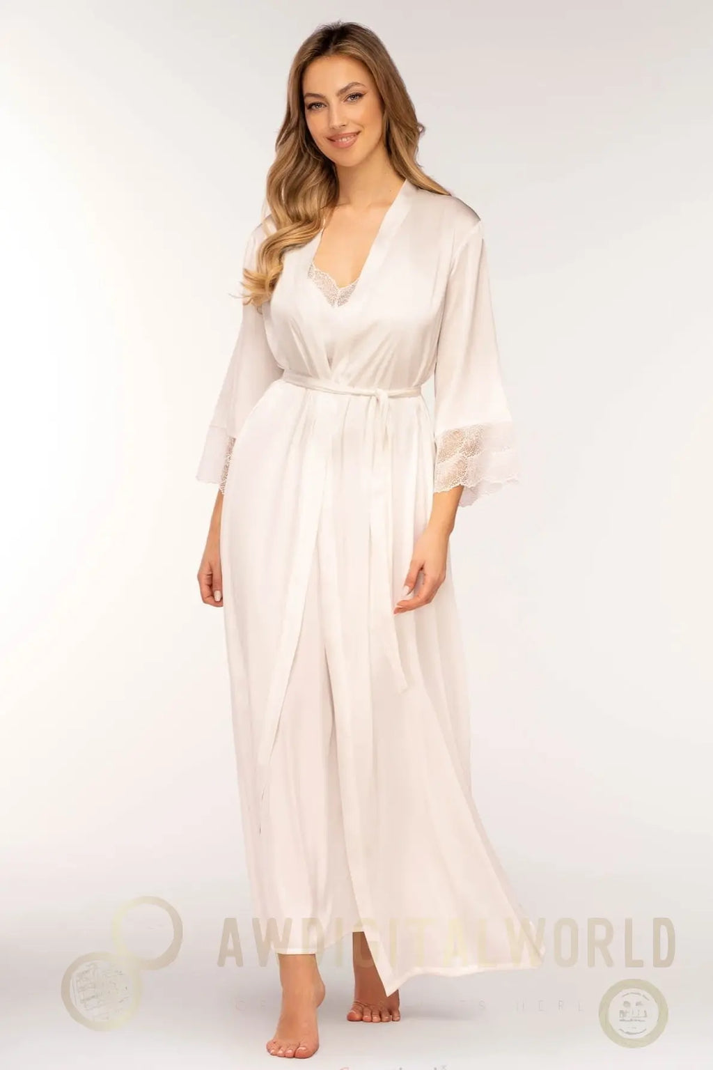 Soft Satin Long Sleeve Bathrobe Ginny-0