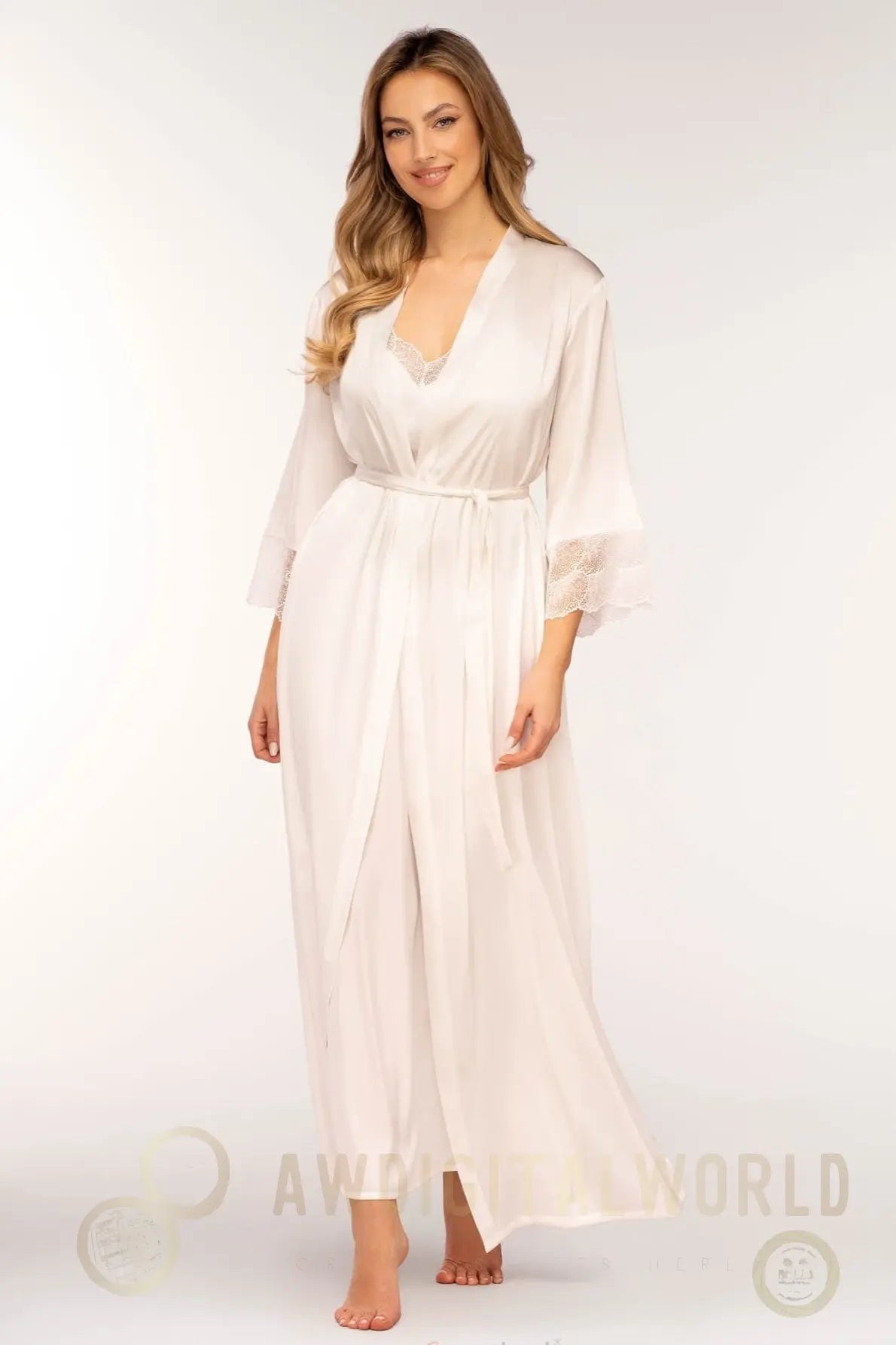 Soft Satin Long Sleeve Bathrobe Ginny-0