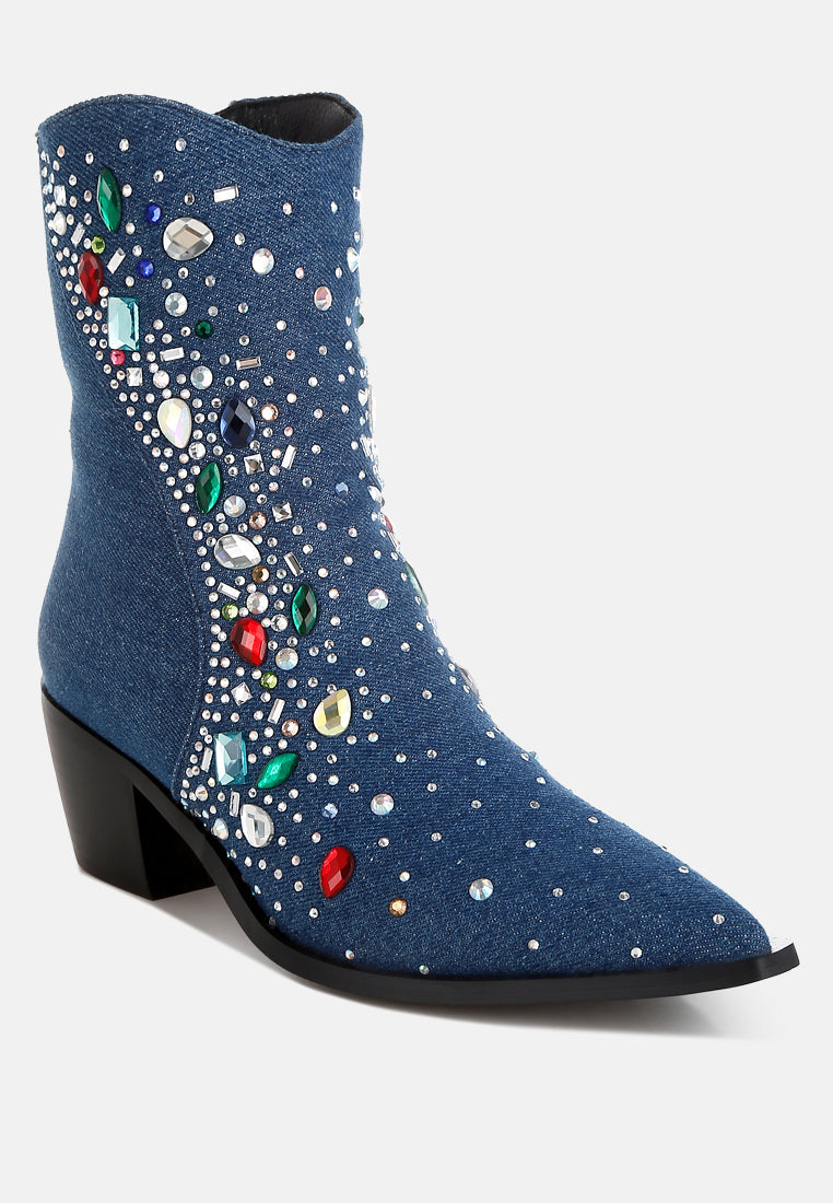 Starlit Multi Color Stones Embellished Boots-2