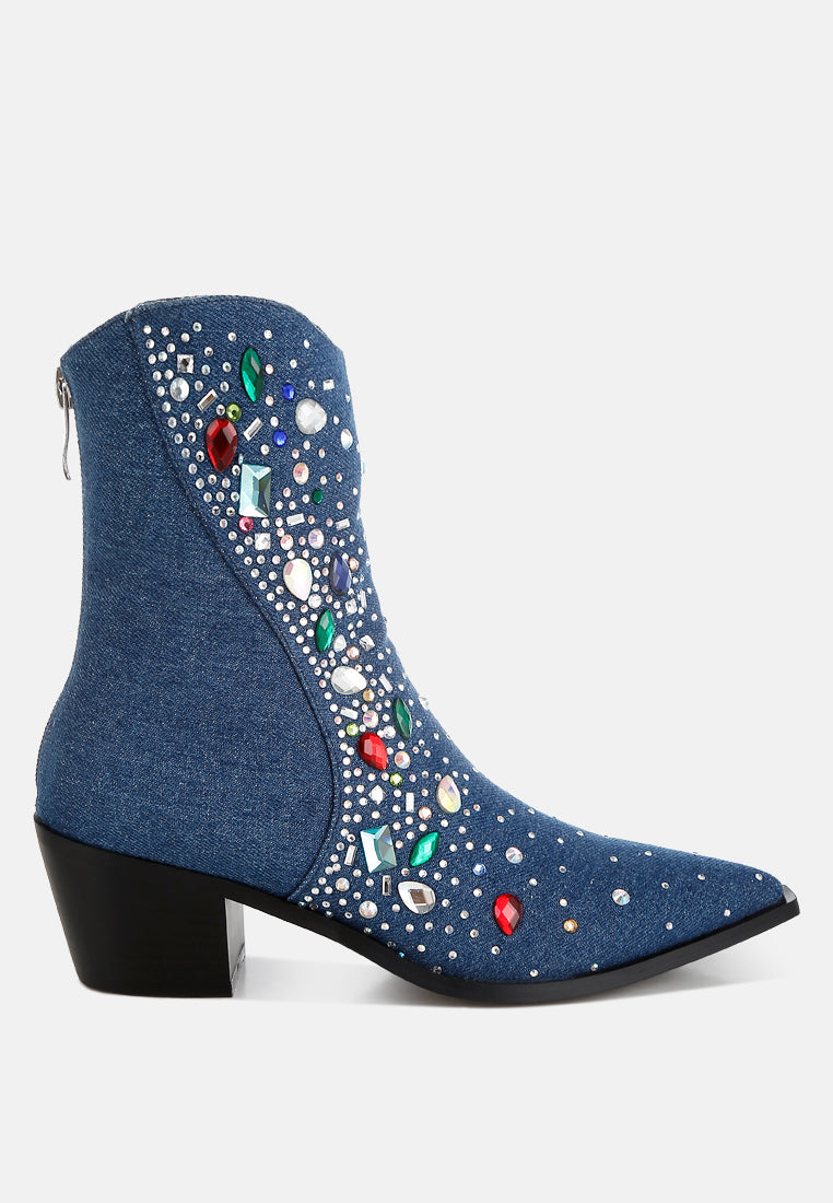 Starlit Multi Color Stones Embellished Boots-0